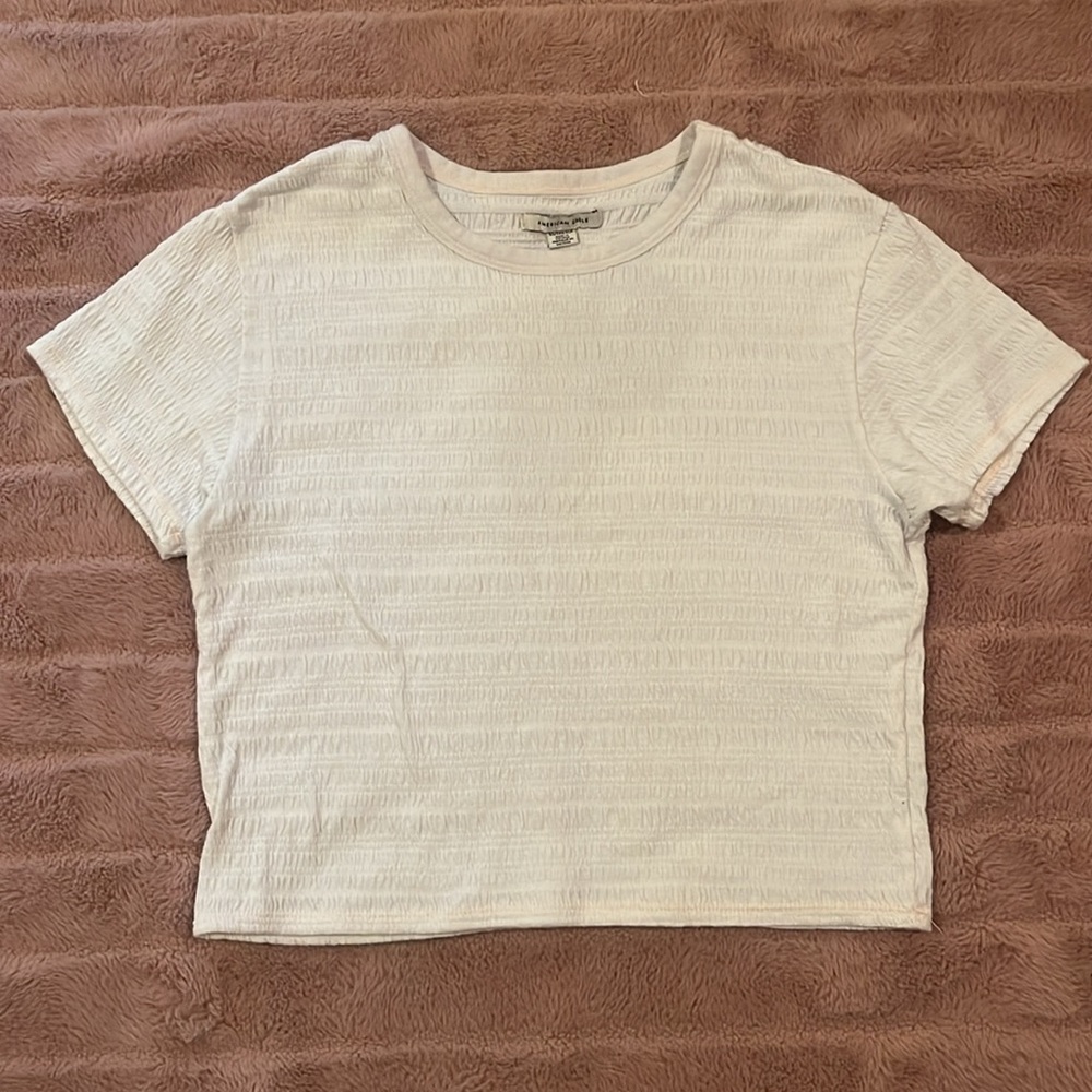 American Eagle Textured Off White Crop Top XS